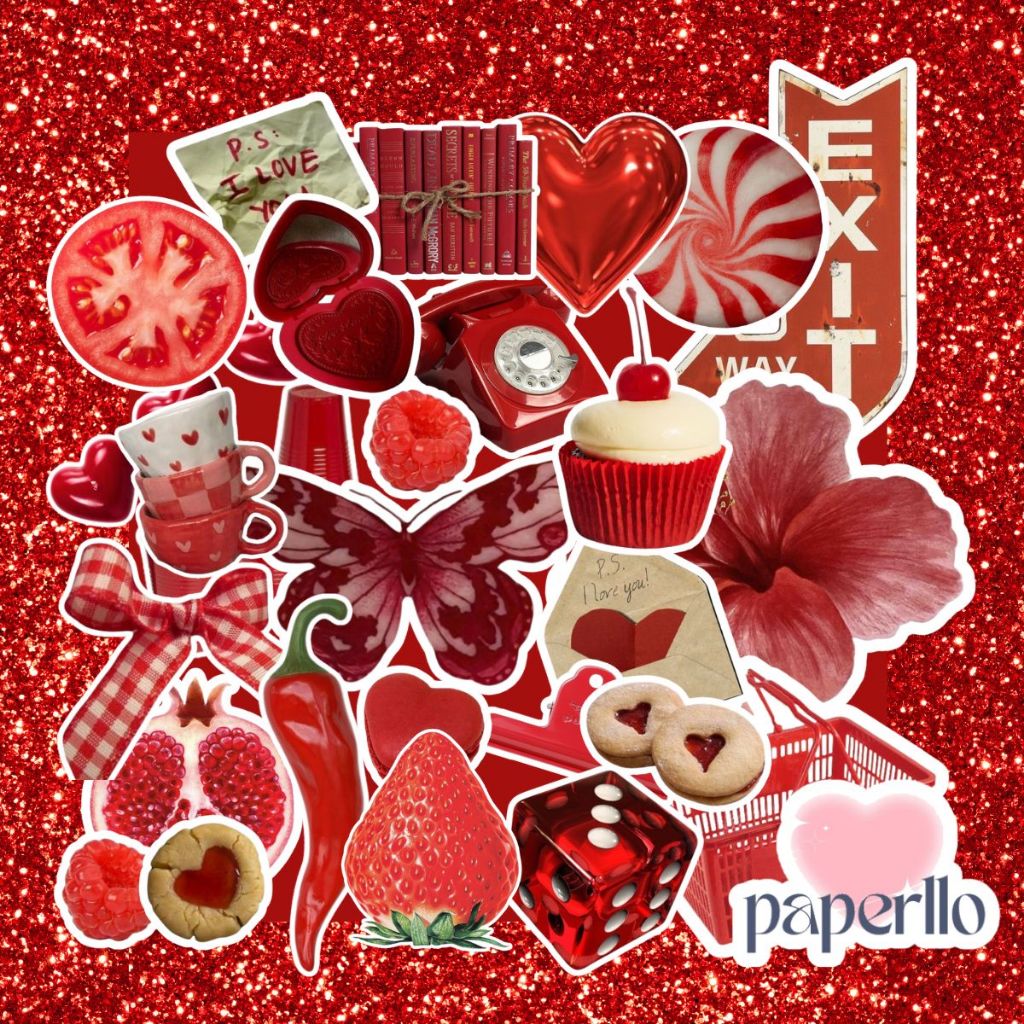 44 Adesivos Impermeáveis Vermelhos Red Aesthetic Para Colagem Kindle Journal Cadernos em Oferta na Shopee