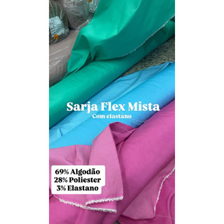 Tecido Sarja Flex Mista com Elastano | Conforto e Elasticidade | Ideal para Calças, Shorts e Moda Casual | Alta Qualidad
