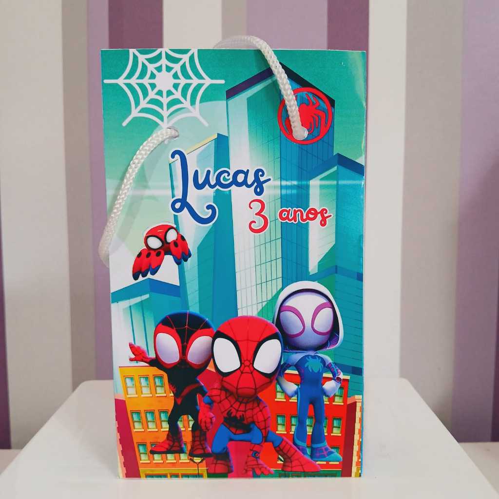 Sacolinha Surpresa Personalizada Spidey e Seus amigos Espetaculares - Lembrancinha Aniversário - Tam P - PEGUE E MONTE