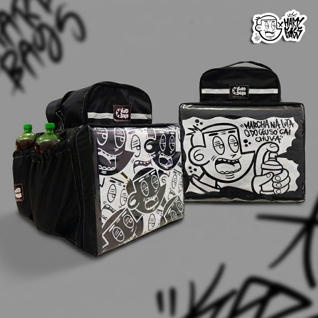 BAG ENTREGADOR MOCHILA APLICATIVO DELIVERY HARD BAGS KAIO VICIO TINTA BAG DESENHO GRAFITE