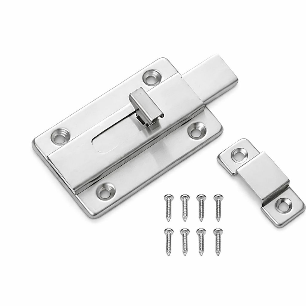 Trinco Ferrolho Chato em Aço Inoxidável 2" ou 3" Polegadas 65mm x 43mm, Resistente e Durável