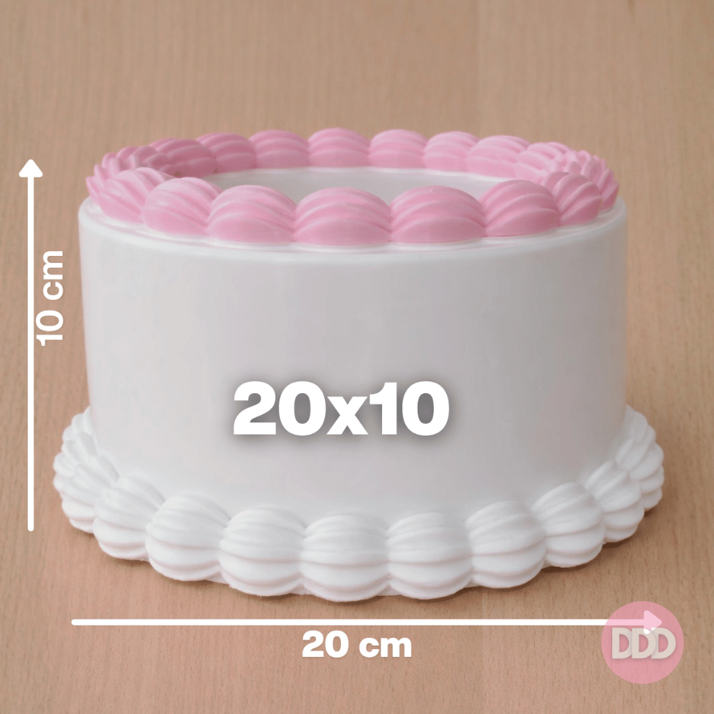Bolo Fake 20cm x 10cm Plastico PLA – Bolo Cenográfico Profissional Decorativo Festa Aniversário