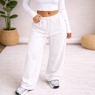 Calça Unissex Baggy de Moletom Cargo Streetwear Exclusiva clean HipHop premium Wide Leg Confortável Básica Lisa neutra em Oferta na Shopee