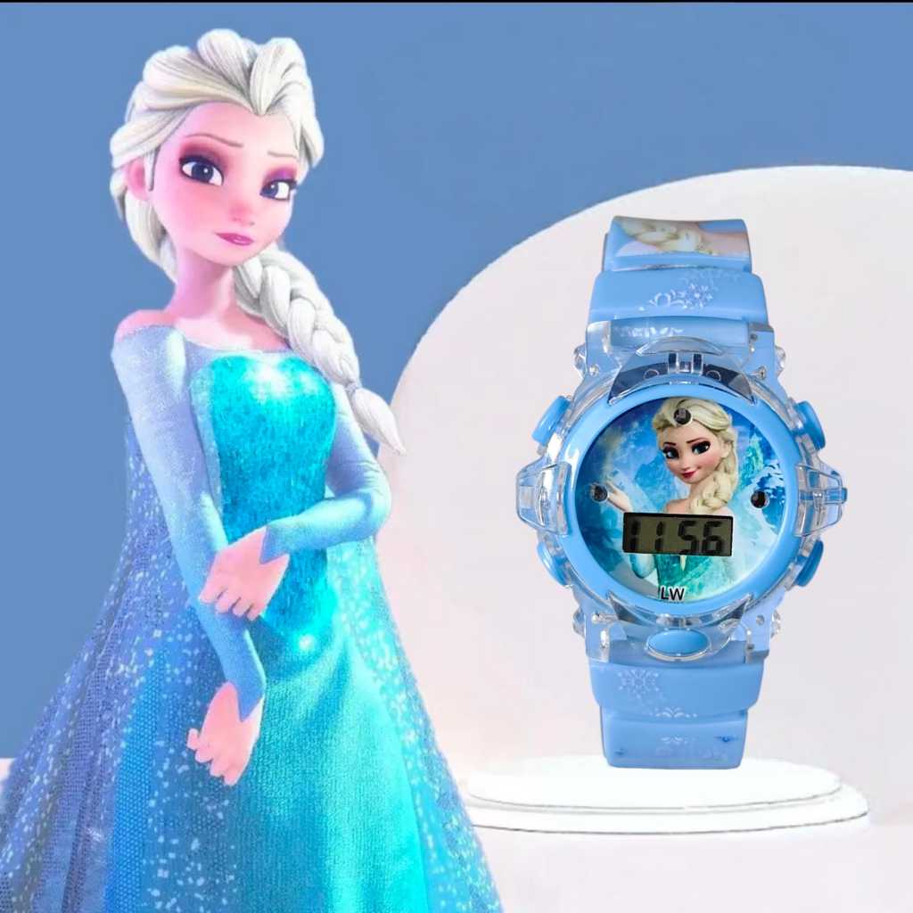 Relógio infantil personagem frozen e musical em Oferta na Shopee