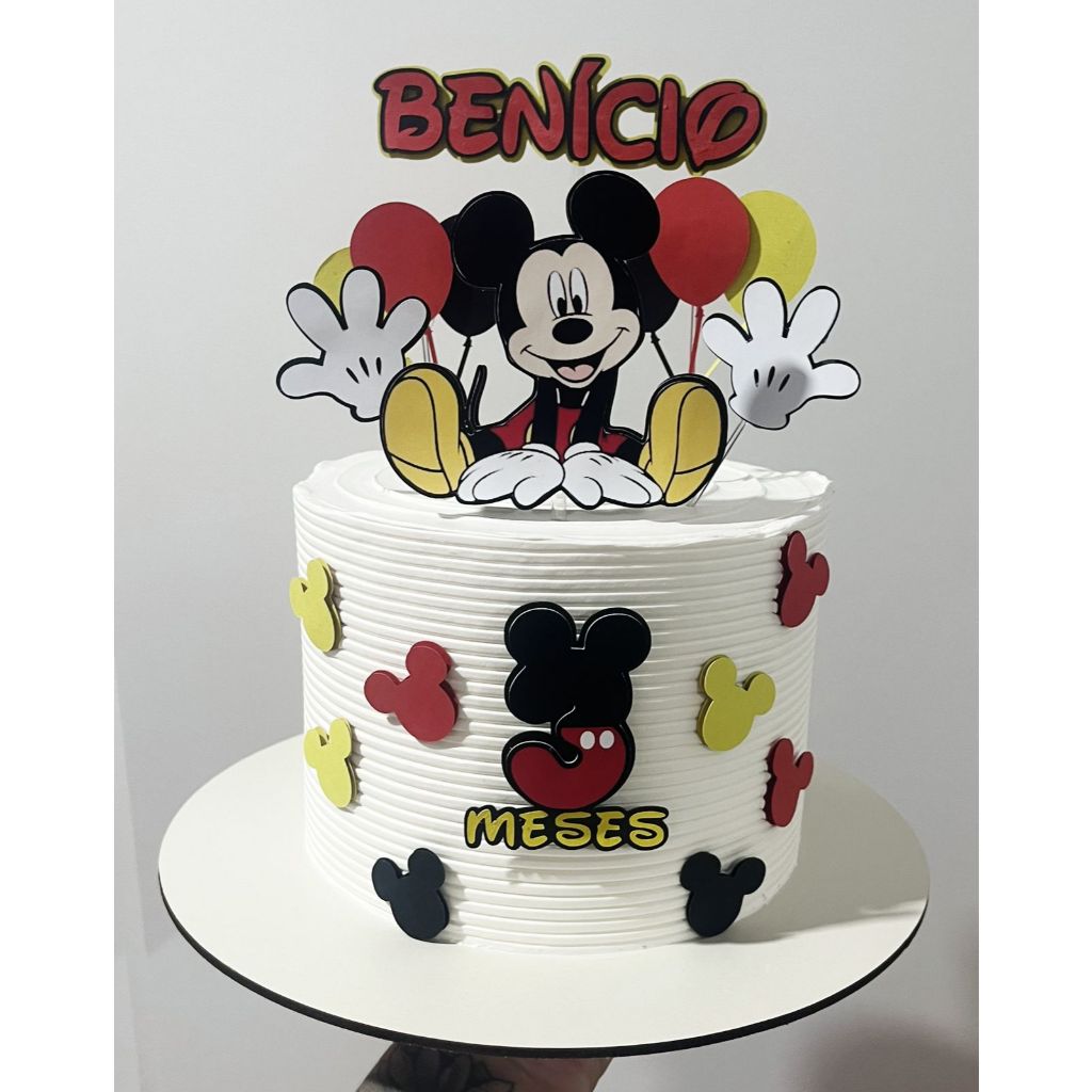 TOPO DE BOLO Mickey Nome + Idade – Entrega Rápida 🎂 – Personalizado com Nome e Idade – Festa Infantil