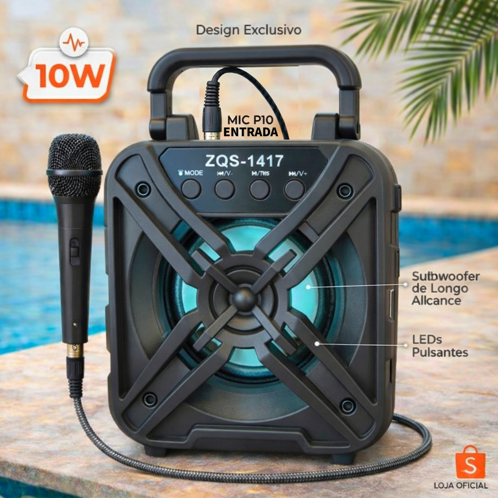 Caixa De Som 10W Bluetooth Potente Portátil Pendrive/FM/SD - Postagem em 24h (SP)