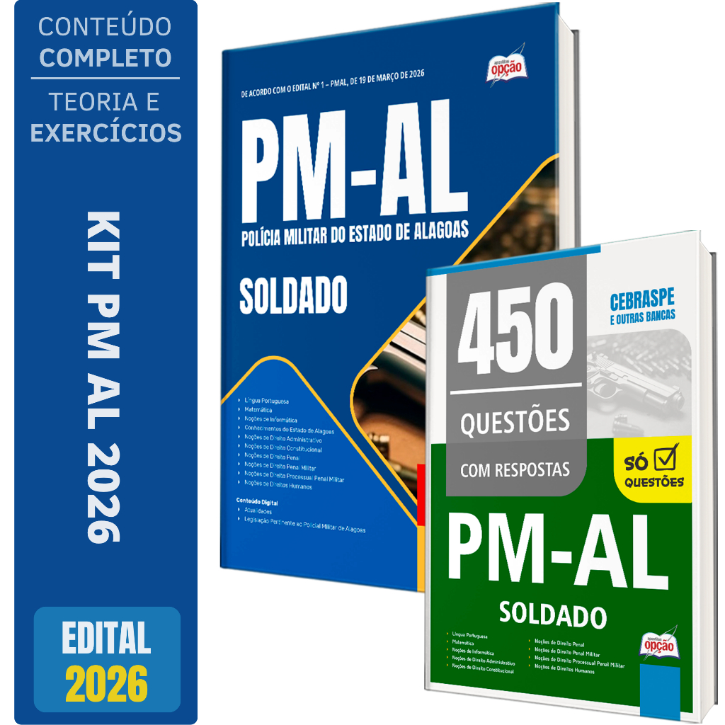 Imagem Kit Apostila Concurso Soldado PM AL + Caderno de Testes