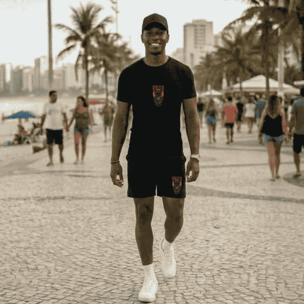 Conjunto estampado gato preto masculino cor preto tamanho P M G GG adulto dia a dia bermuda tactel camiseta 100% algodão