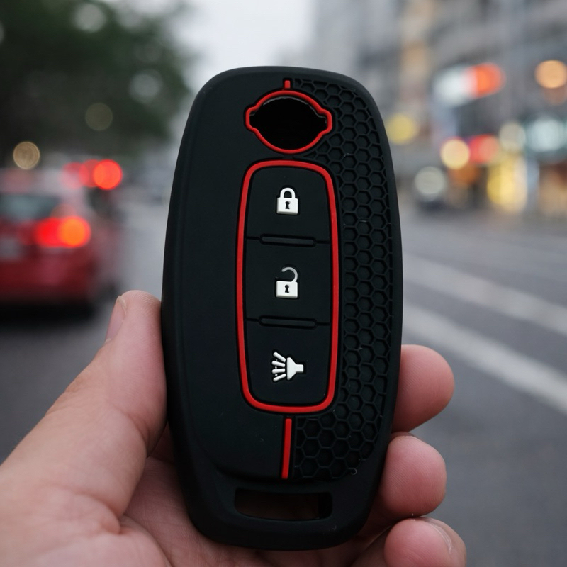 Capa Silicone Chave Presença Nissan Kicks 2024 2025 3 Botões novo capinha com linha vermelha