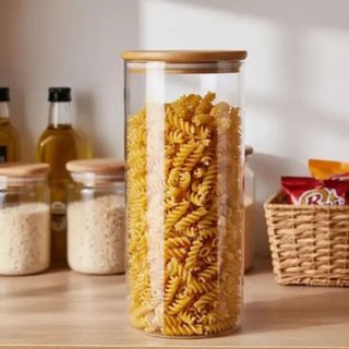 Pote Hermético Vidro Borossilicato 200, 800, 1100 e 1800ml Tampa Bambu Vedação Segura Armazenamento