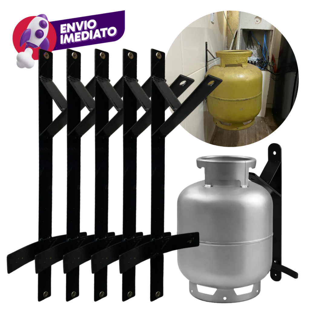 Suporte Reforçado Botijão Gás P13 Antifurto Trava Parede Suspenso E Chave Facilitadora Troca Gás em Oferta na Shopee