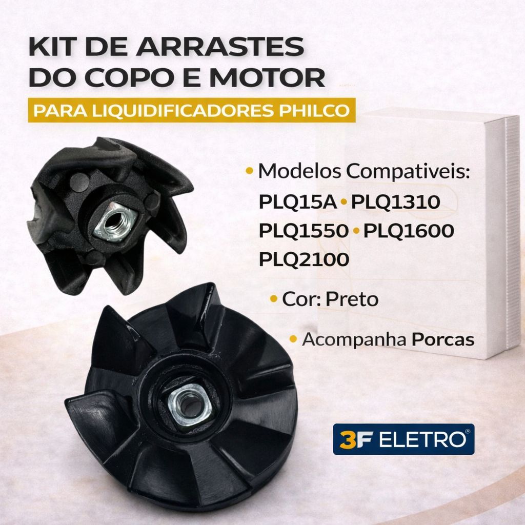 Kit Arraste do Copo e do Motor para Liquidificador Philco PLQ1550 e PLQ1600 Originais