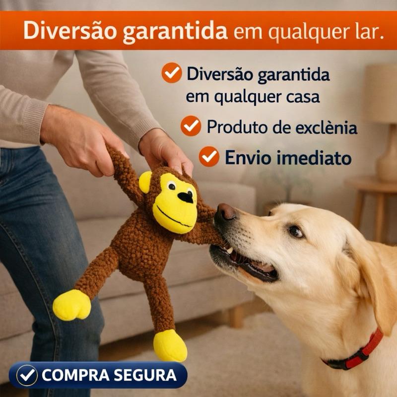 Brinquedo de Pelúcia Macaco Musical 42x42 cm – Macio, Fofo e Perfeito para Crianças e Pets