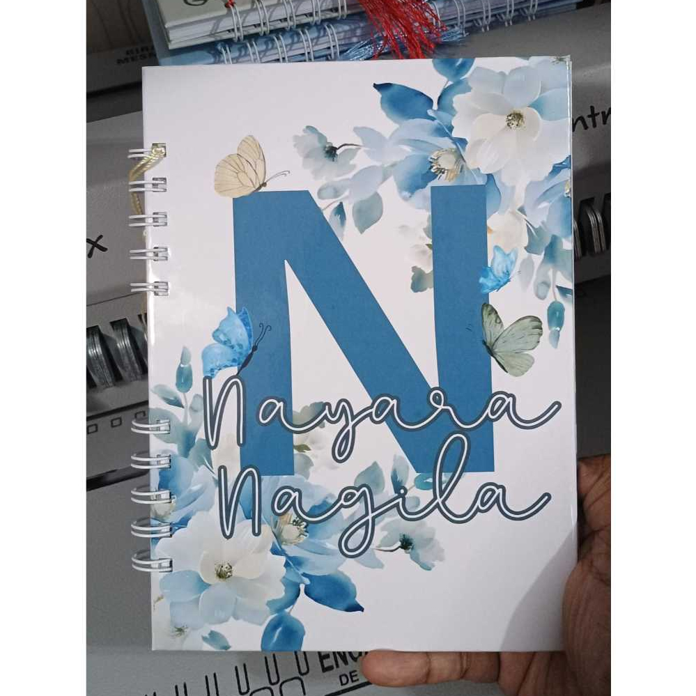 Caderno Capa Dura Floral A5 feminina I Caderno de Anotações Personalizada Com Nome I Caderno Inicial Com Flores
