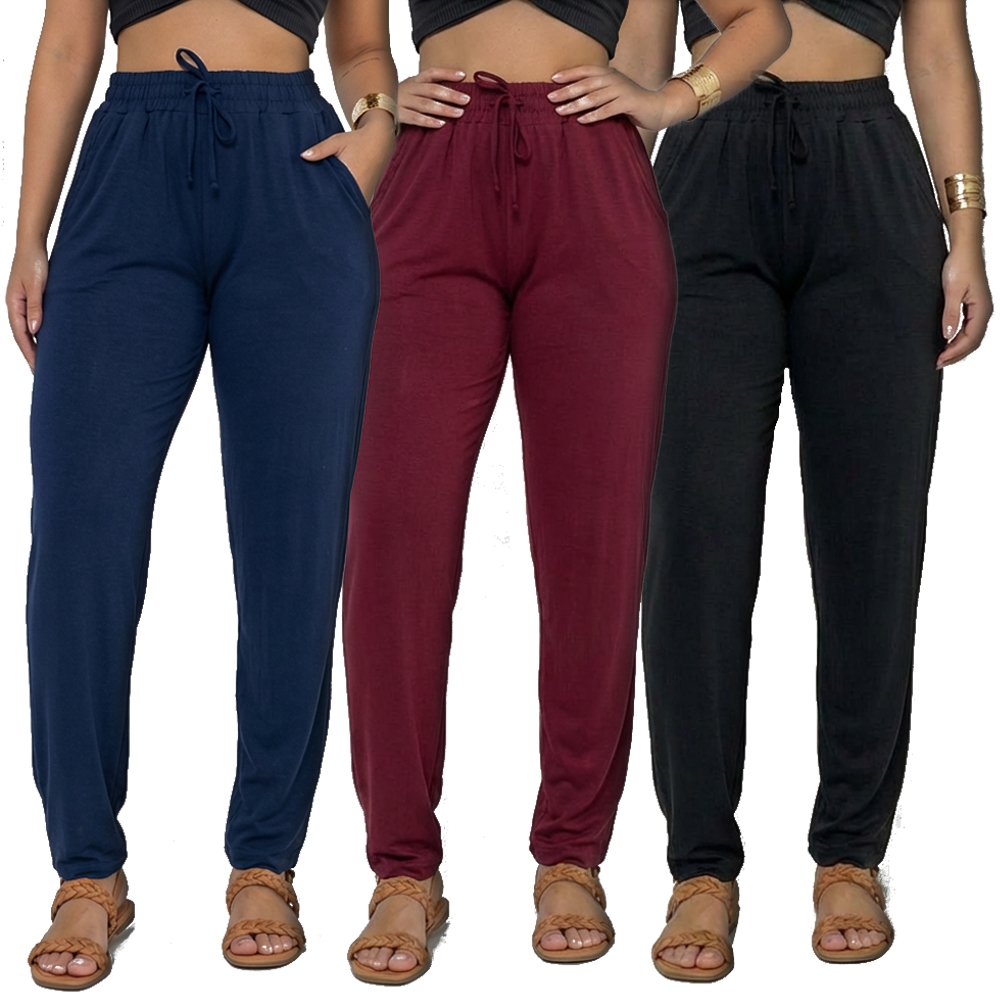 Calça Feminina Malha Viscolycra Premium Soltinha com Bolsos Linha Original em Oferta na Shopee
