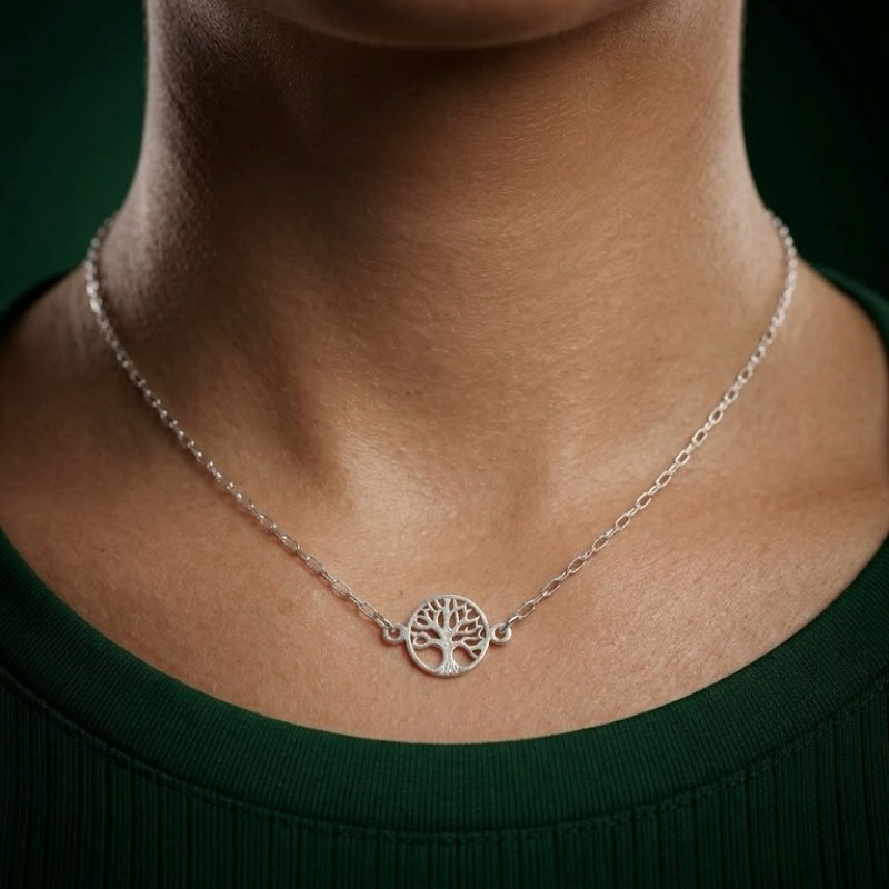 Choker Árvore da Vida Vazada em Prata 925 Gargantilha Feminina Delicada