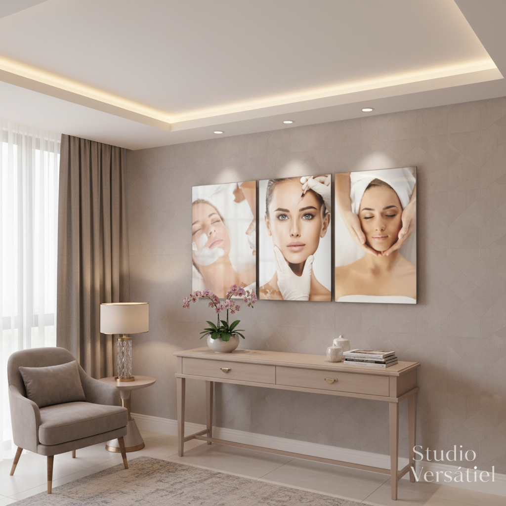 3 Quadro Decorativo Clinica Esteticas spa consultorio mulher hall luxo grande 122x60