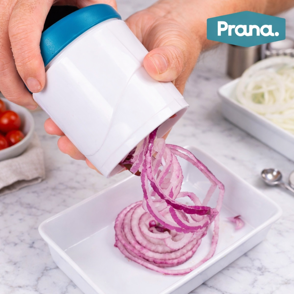 Cortador de Cebola Espiral Fatiador de Legumes Manual Cozinha Rápido Sem Chorar Prana