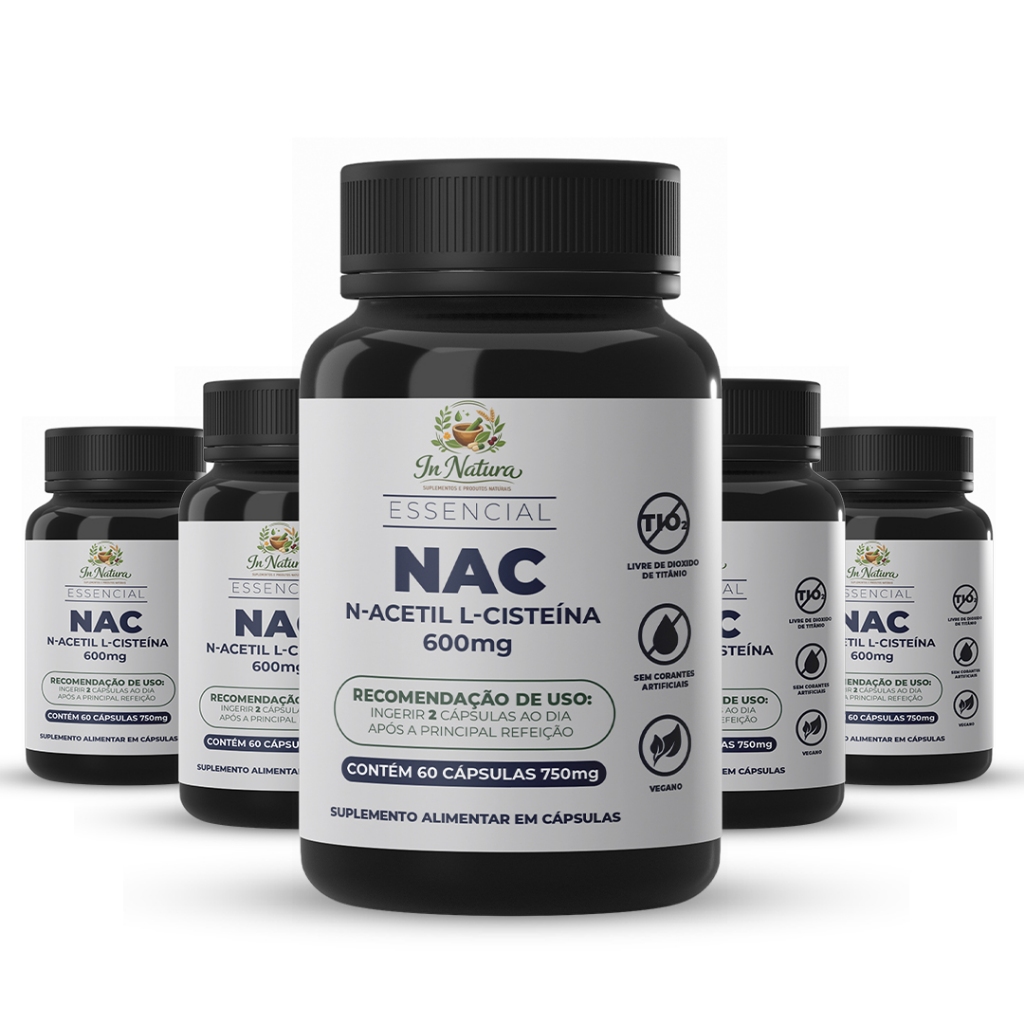 Nac N Acetil L Cisteína 600mg 60 Cápsulas por Pote | Antioxidante Essencial. Envio Rápido.