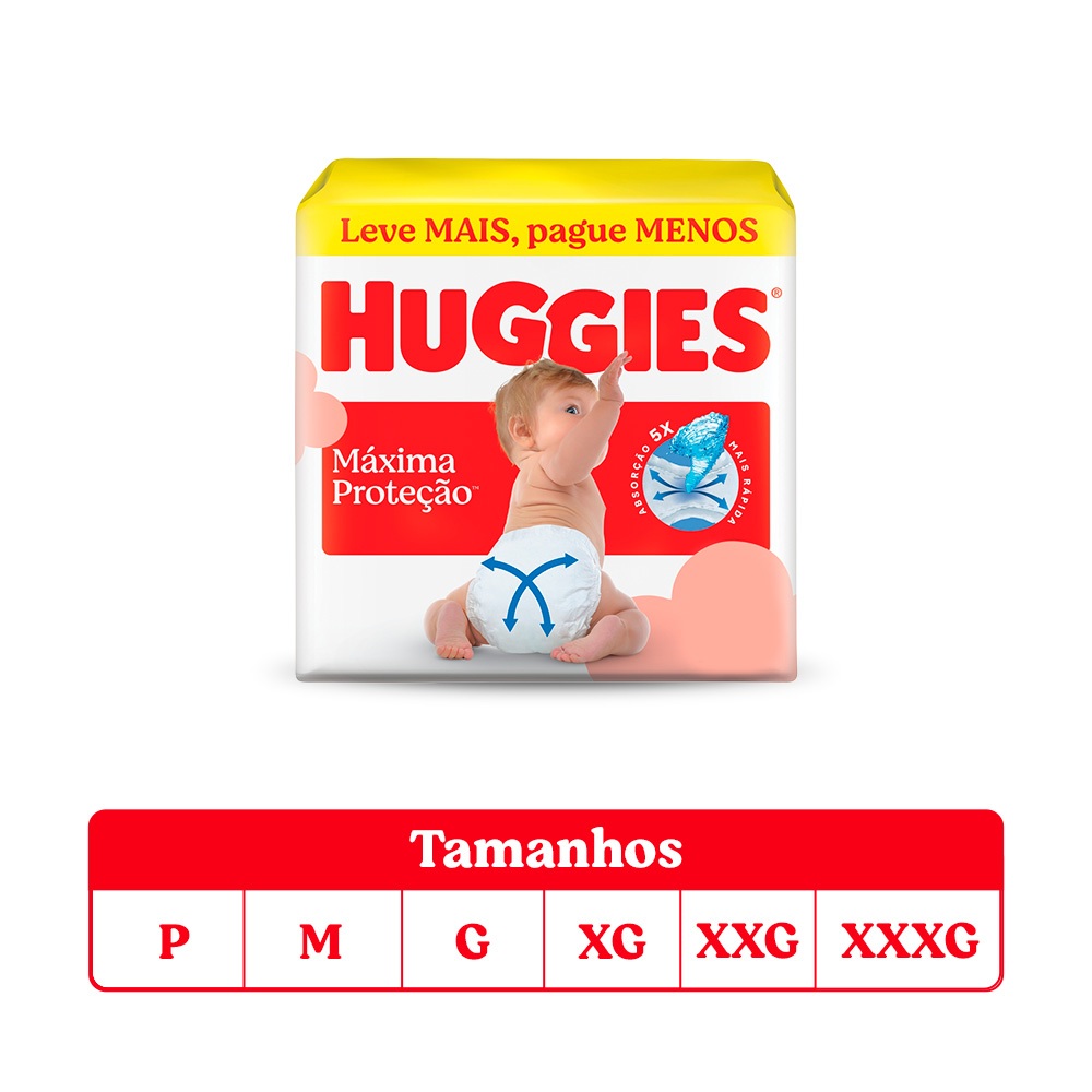 Fralda Huggies Máxima Proteção Aberta P | M | G | XG | XXG | XXXG