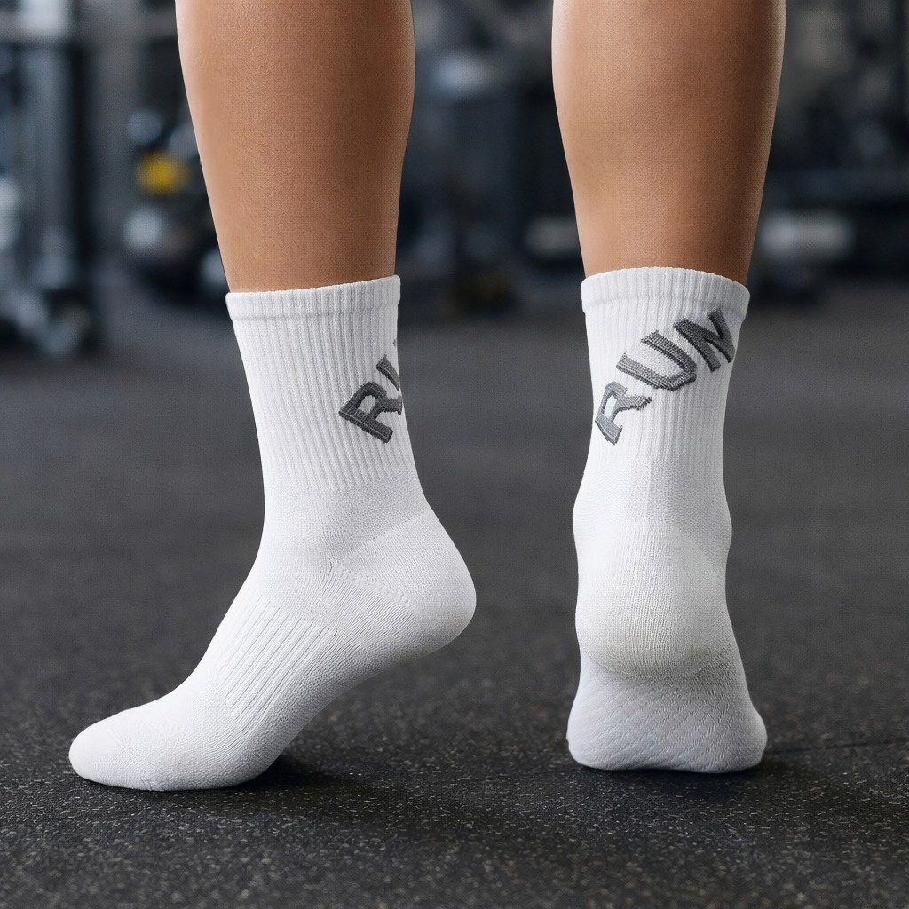 Meias Esportivas Poliamida para Corrida Ciclismo Academia Crossfit Respirável Cano Médio