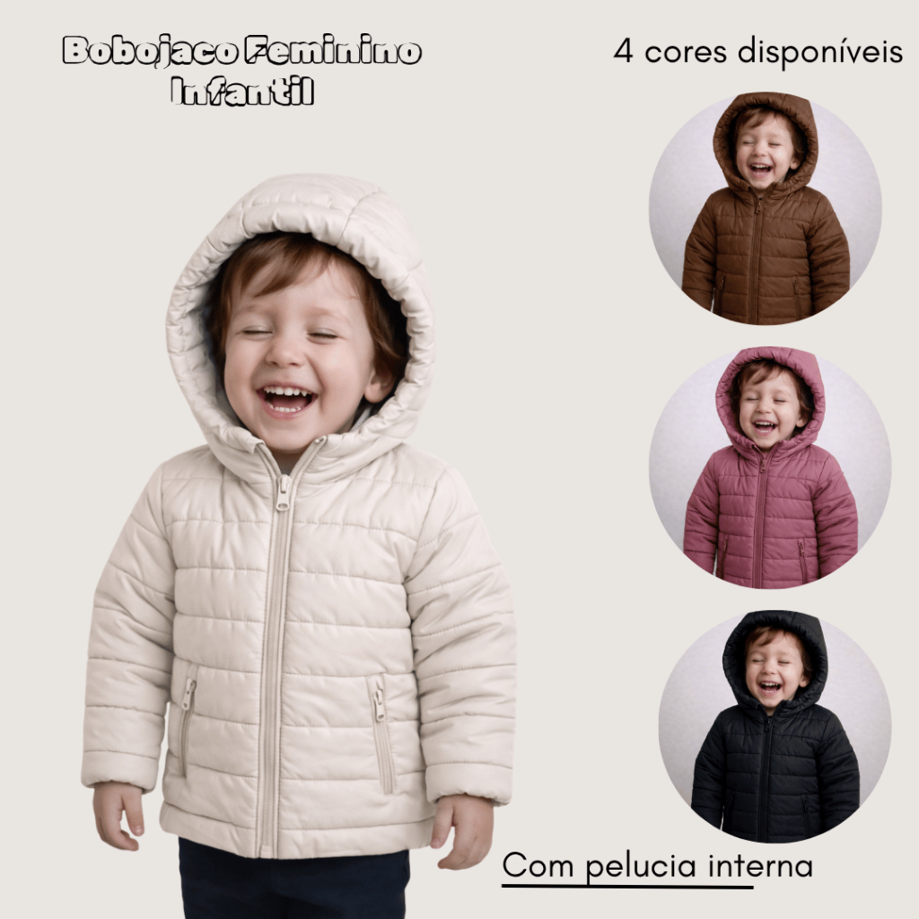 Casaco Jaqueta FEMININA Bobojaco Infantil Peluciada 6 ao 10 em Oferta na Shopee