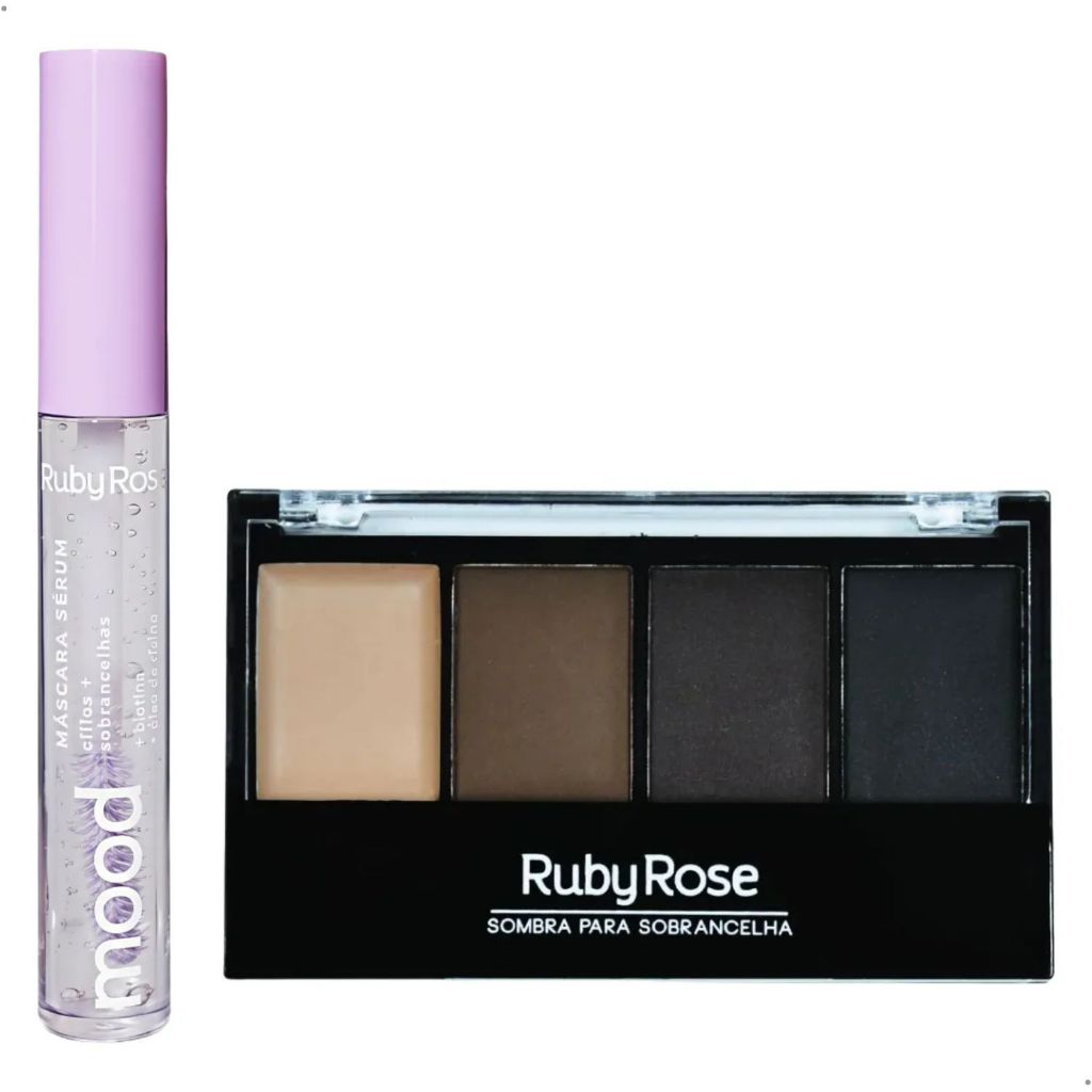 Kit Máscara Incolor Mood e Paleta Quarteto Sombra para Sobrancelha Ruby Rose