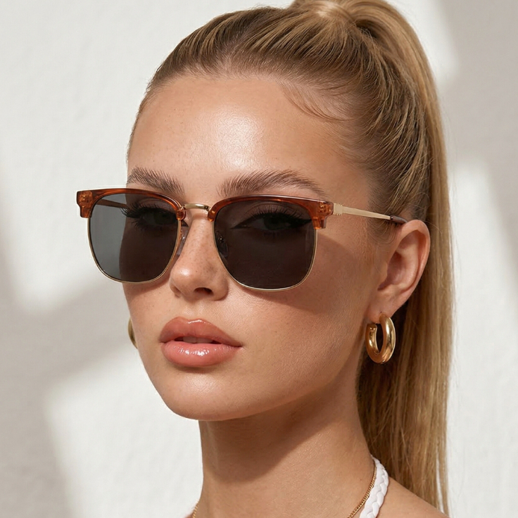 Oculos de Sol Marrom Quadrado Premium Club Blogueira Tendencia em Alta uv400 Feminino Masculino em Oferta na Shopee