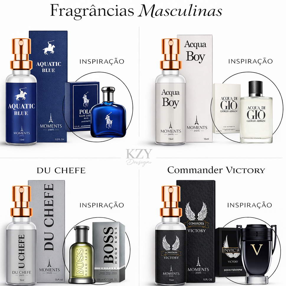 Perfume Contratipo Masculino Eau de Parfum EDP Importado15ml Moments Paris Bolso Viagem