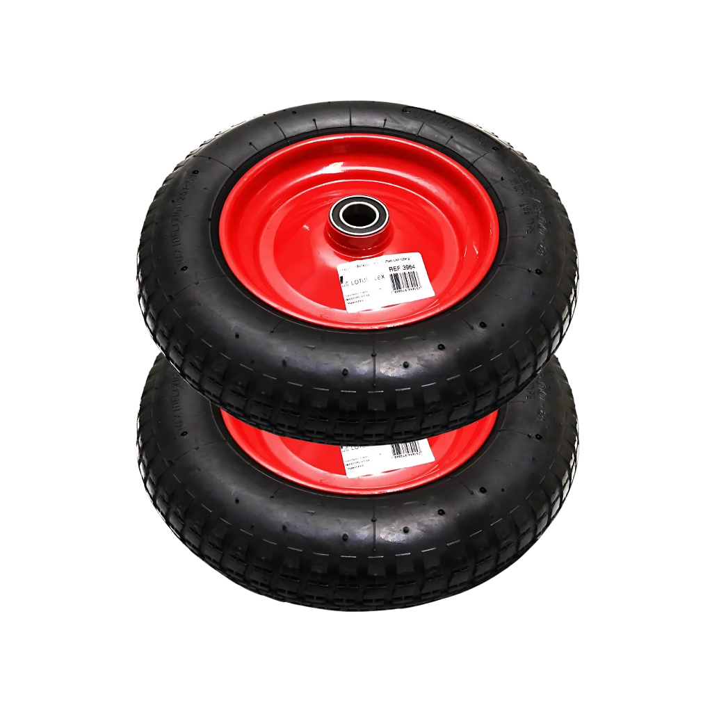 Kit 2 Pneu Completo 3,25X8 Cap. 100Kg Carrinho De Mão