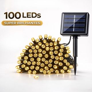 Pisca Pisca Cordão Solar 100 LED Natal 10m Luz Branca, Morna ou Colorida em Oferta na Shopee