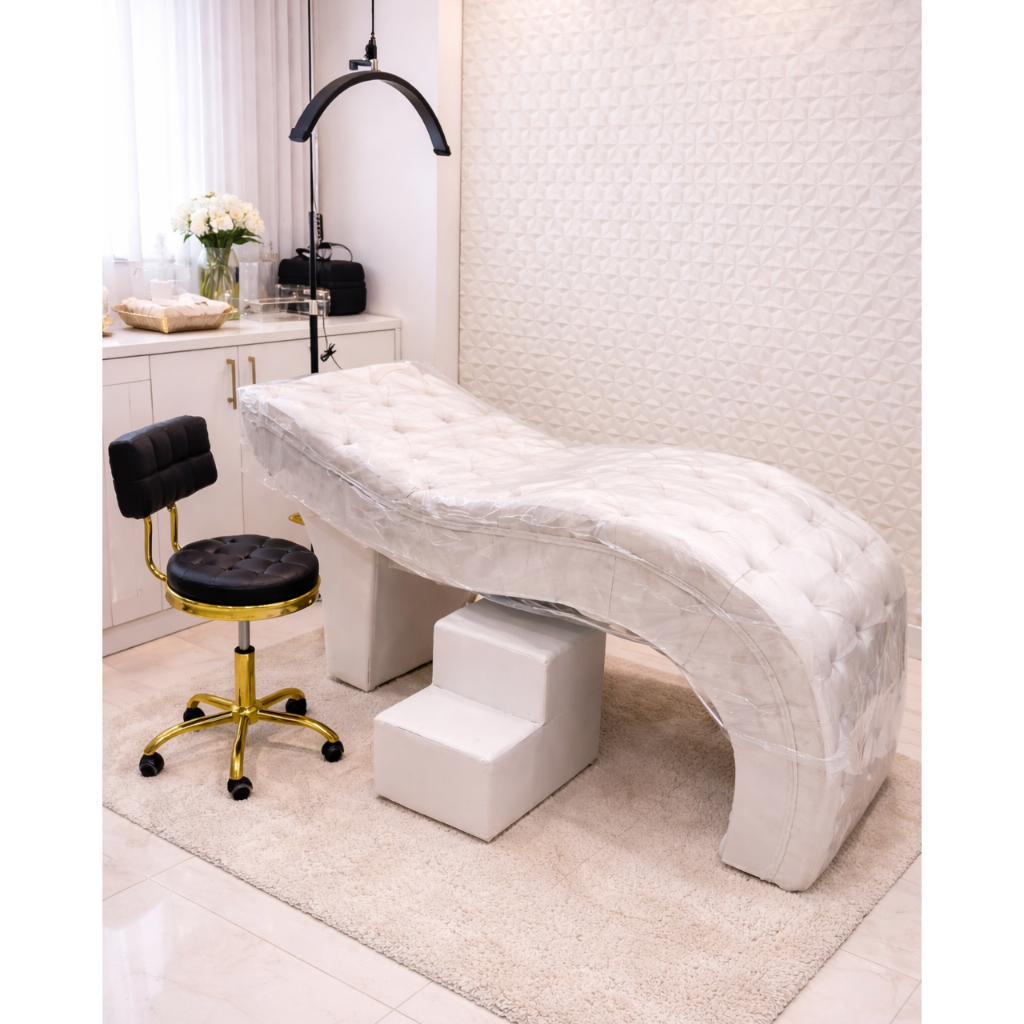 Capa De Maca Capitone Impermeável Transparente 2mts Estética Clínica Cílios PVC Grosso Luxo