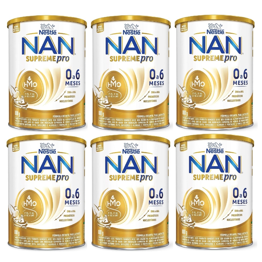 Kit 6 Latas NAN Supreme 800gr 0 a 6 Meses (AMARELO) EQ.1