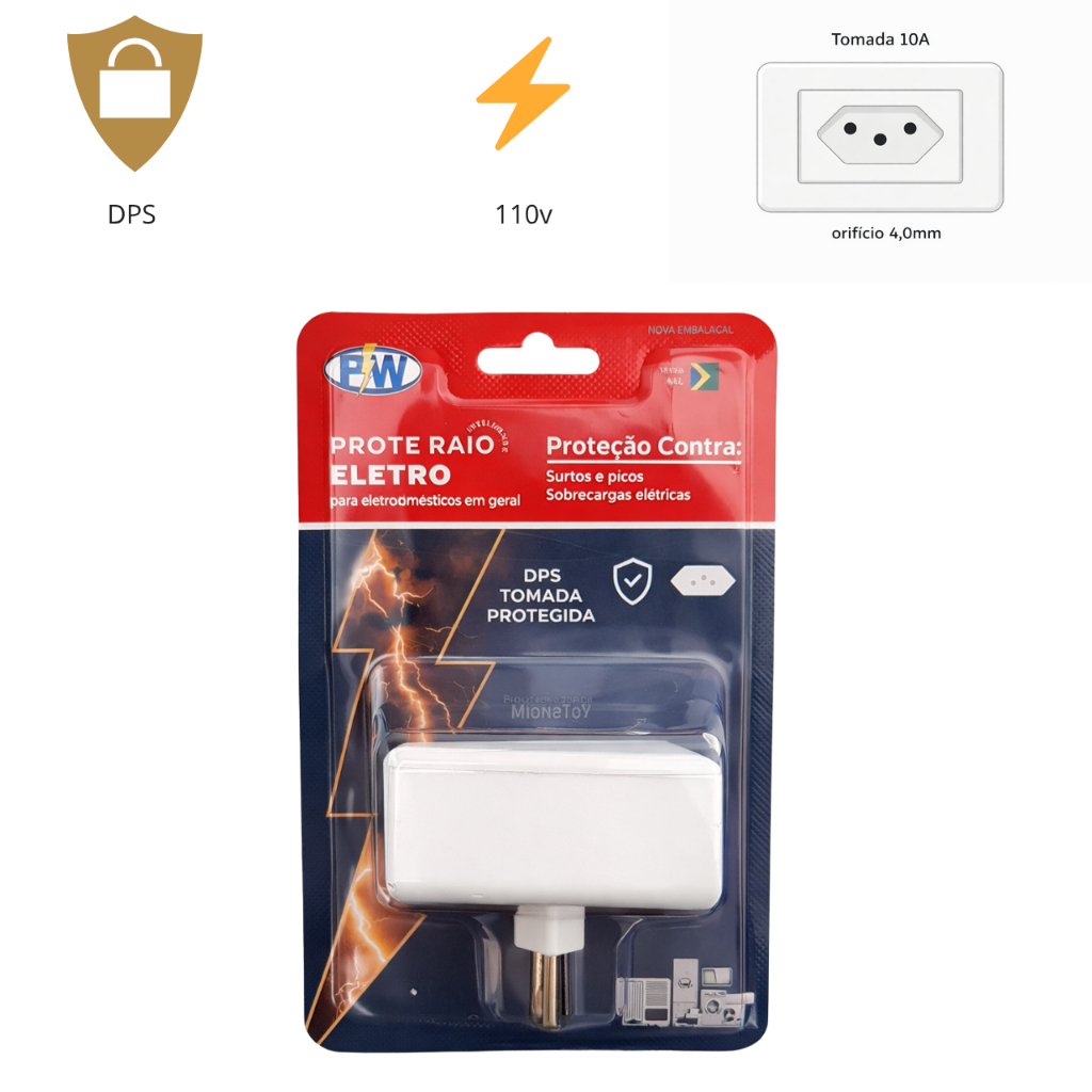 Protetor Contra Raios Surtos Picos Eletrodomesticos 127v - Tv, Notebook, Airfryer, Micro-ondas