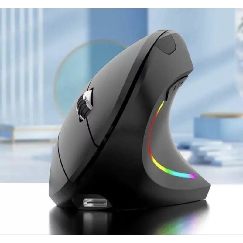 Mouse Vertical Sem Fio USB Preto - Design Ergonômico, Conectividade 2.4GHz, 3 Configurações DPI