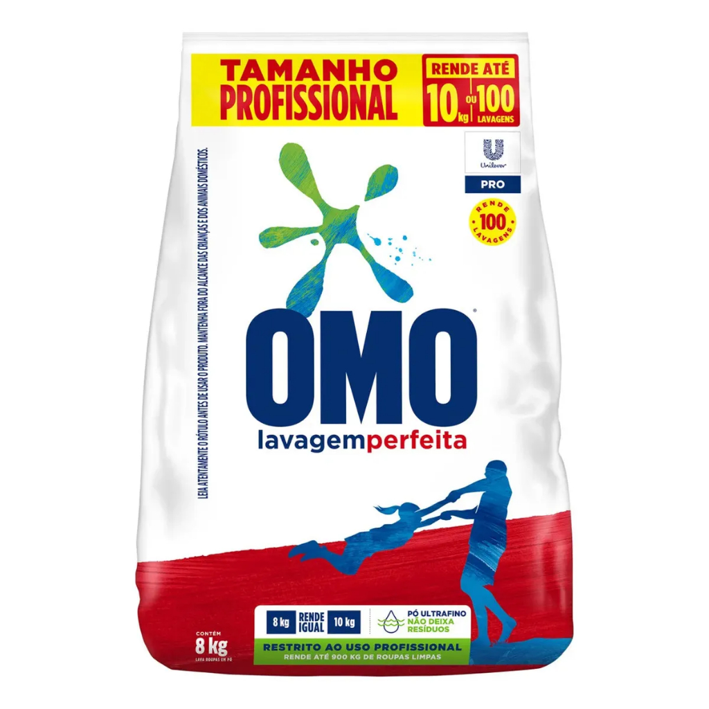 Lava Roupas Pó Lavanderia Profissional Omo Pro Pacote 8kg