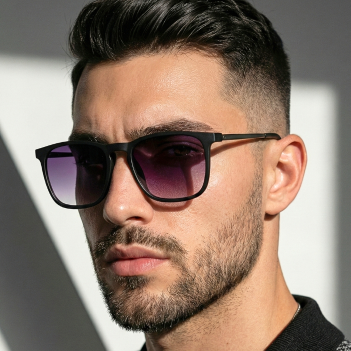Imagem Oculos de Sol Quadrado Retro Preto Degradê Premium Classico Original uv400 Masculino Feminino