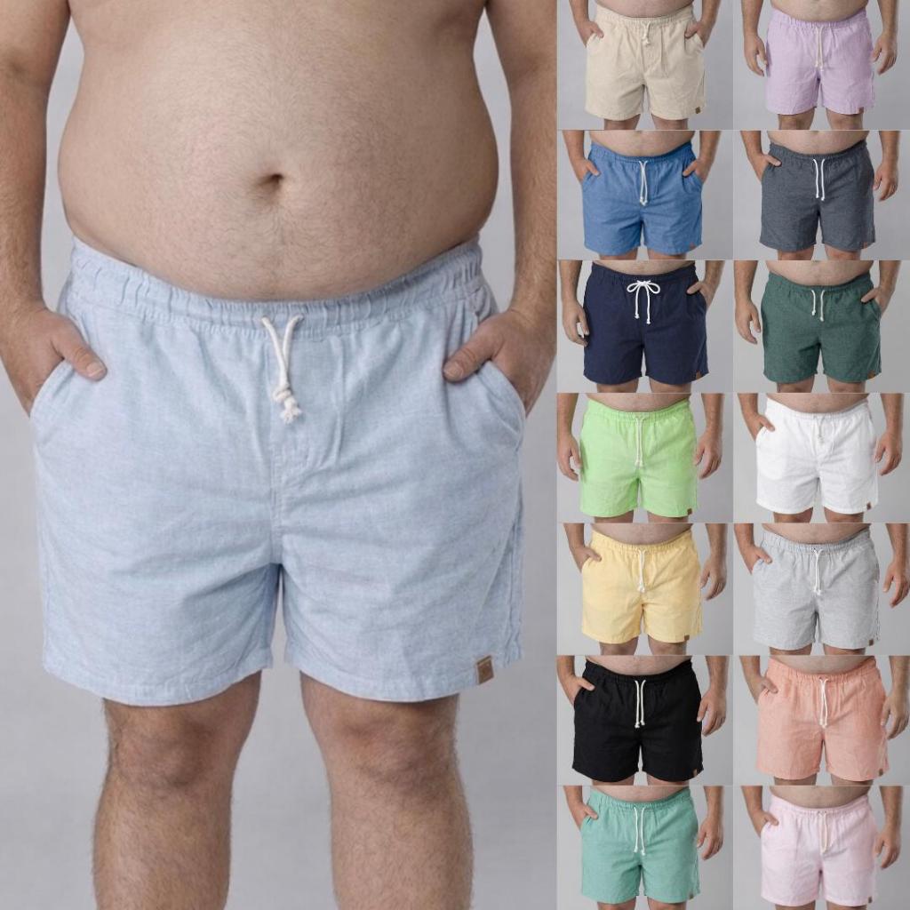 Short Linho Plus Size Masculino, Bermuda grande modelo Mauricinho casual em Oferta na Shopee