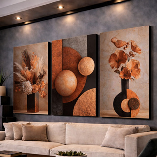 Quadros Decorativos Abstrato Formas Geometricas Vaso Flor 3 Peças Decoração Para Sala Quarto Hall em Oferta na Shopee