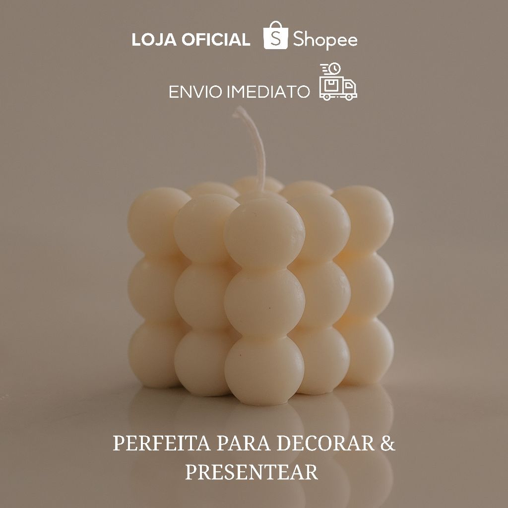 Vela Bubble Quadrada Aromatica Cera Vegetal Artesanal