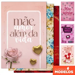 Painel Retangular Decoração Dia das Mães Vertical Lateral Sublimado Em Tecido 1,50x2,20m