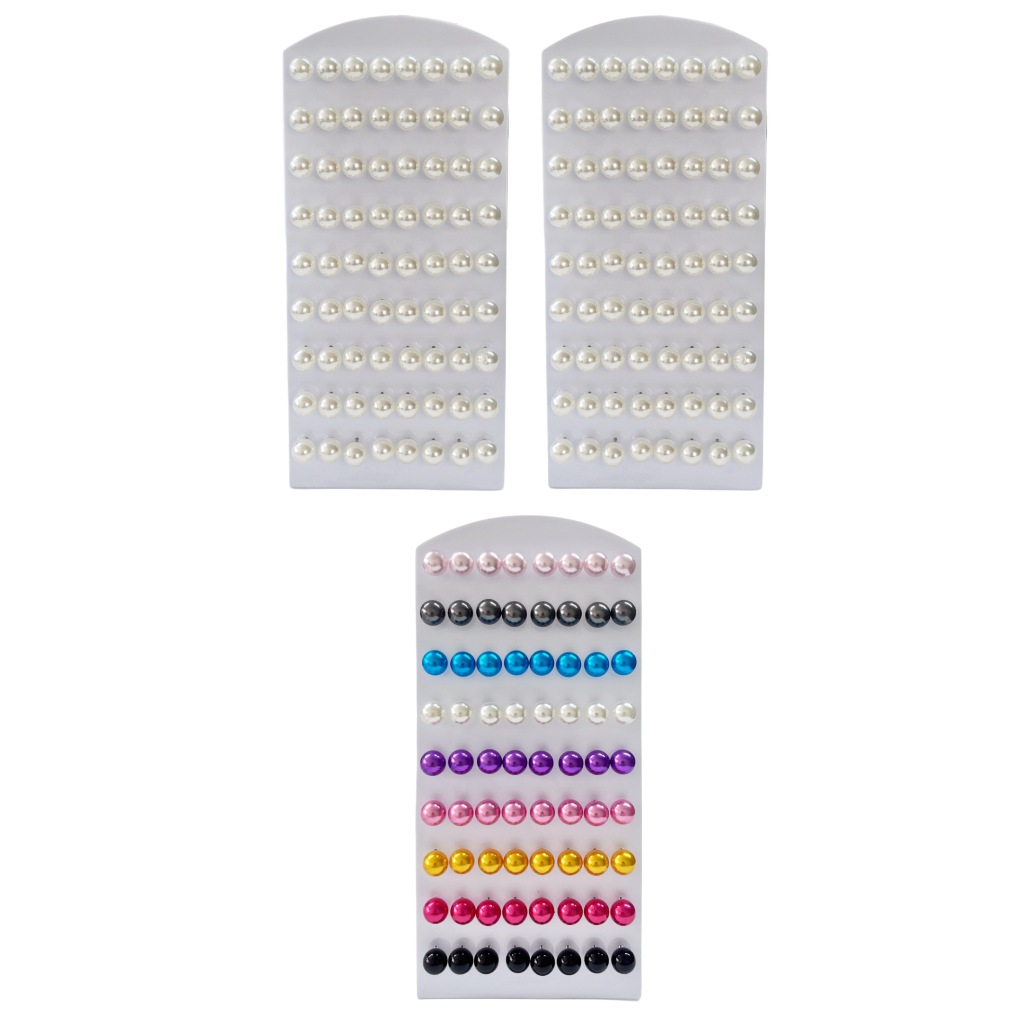 Kit 108 Pares Brincos Pérola Bijuteria Tradicional Colorido Ideal Para Revenda Lembrança Presente 3 Cartelas
