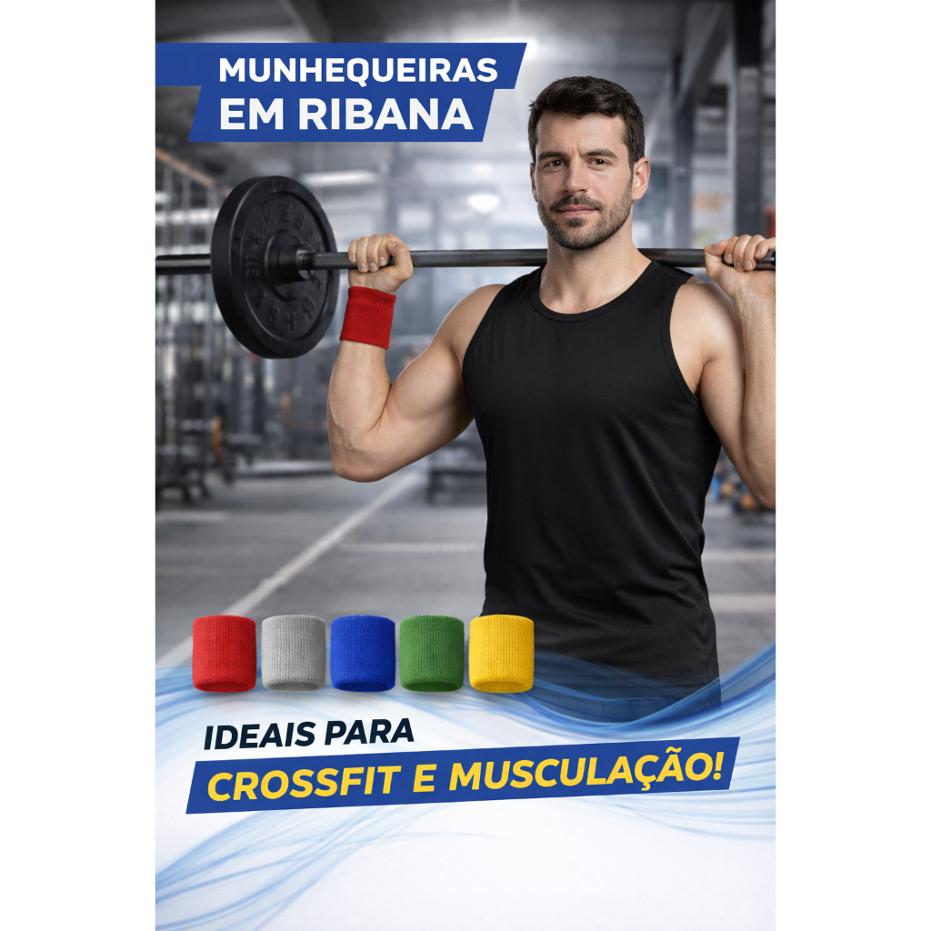 01 Par Munhequeira Toalha Pulso Cores  Unissex Masculino Feminino Tênis Academia