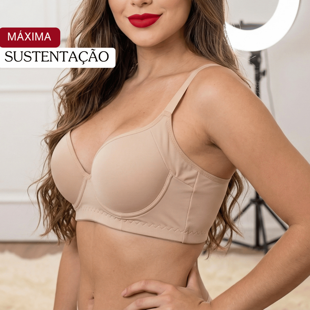 Sutia Feminino Com Bojo Lateral Larga Esconde Gordurinha Alta Sustentação Fecho Triplo Sutien Grande