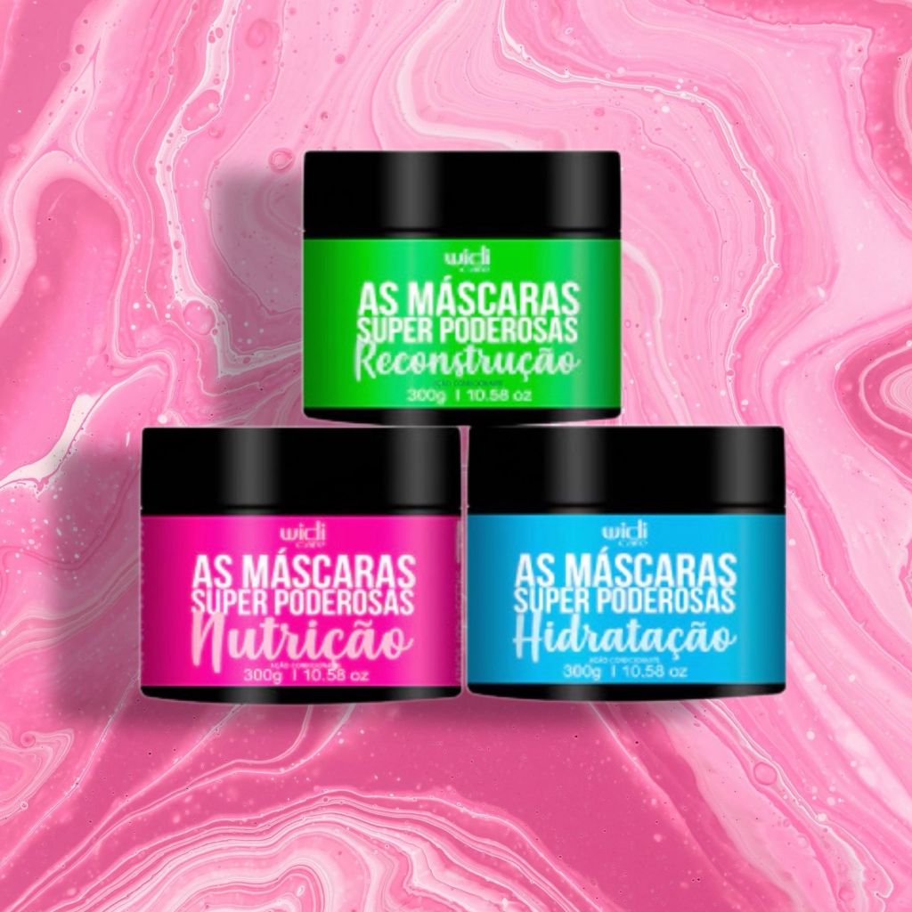 Kit Máscaras Super Poderosas Widi Care - Hidratação, Nutrição e Reconstrução - Cronograma Capilar Completo