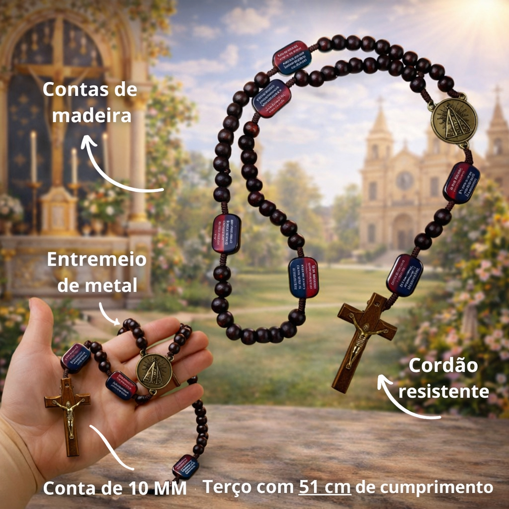 Terço Da Contemplação Dos Mistérios Madeira Nossa Senhora Aparecida