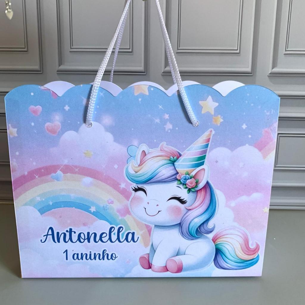 Sacolinhas Personalizadas (G) unicórnio Lembrancinhas Festa Infantil Todos  os temas PEGUE E MONT