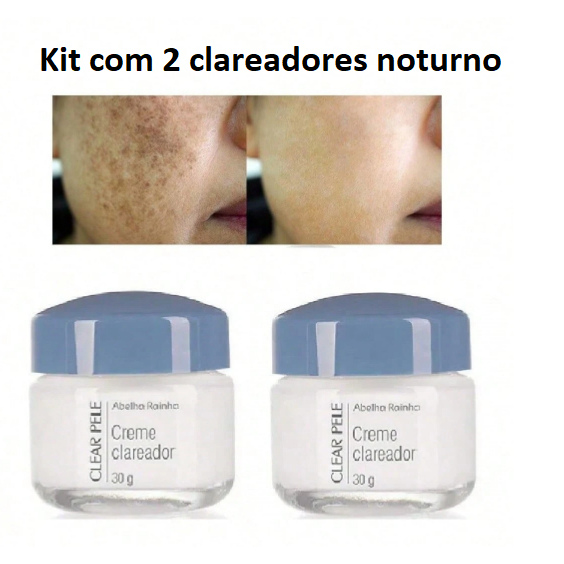 Kit 2 Creme Clareador noite Clear Pele 30g abelha rainha