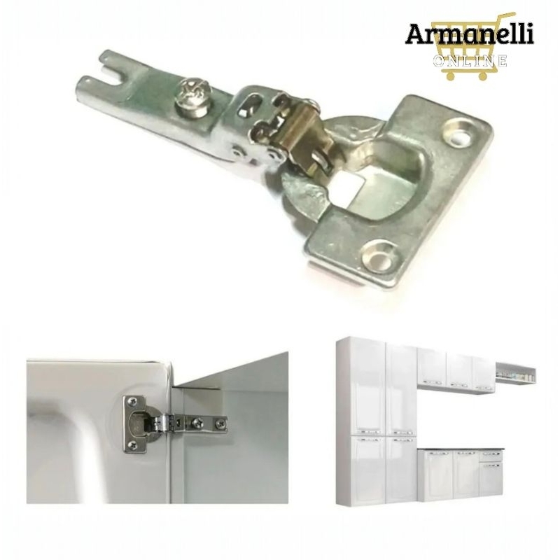 Kit c/ 02 Dobradiças Curva Armário Cozinha de Aço Itatiaia 26mm Metal em Oferta na Shopee