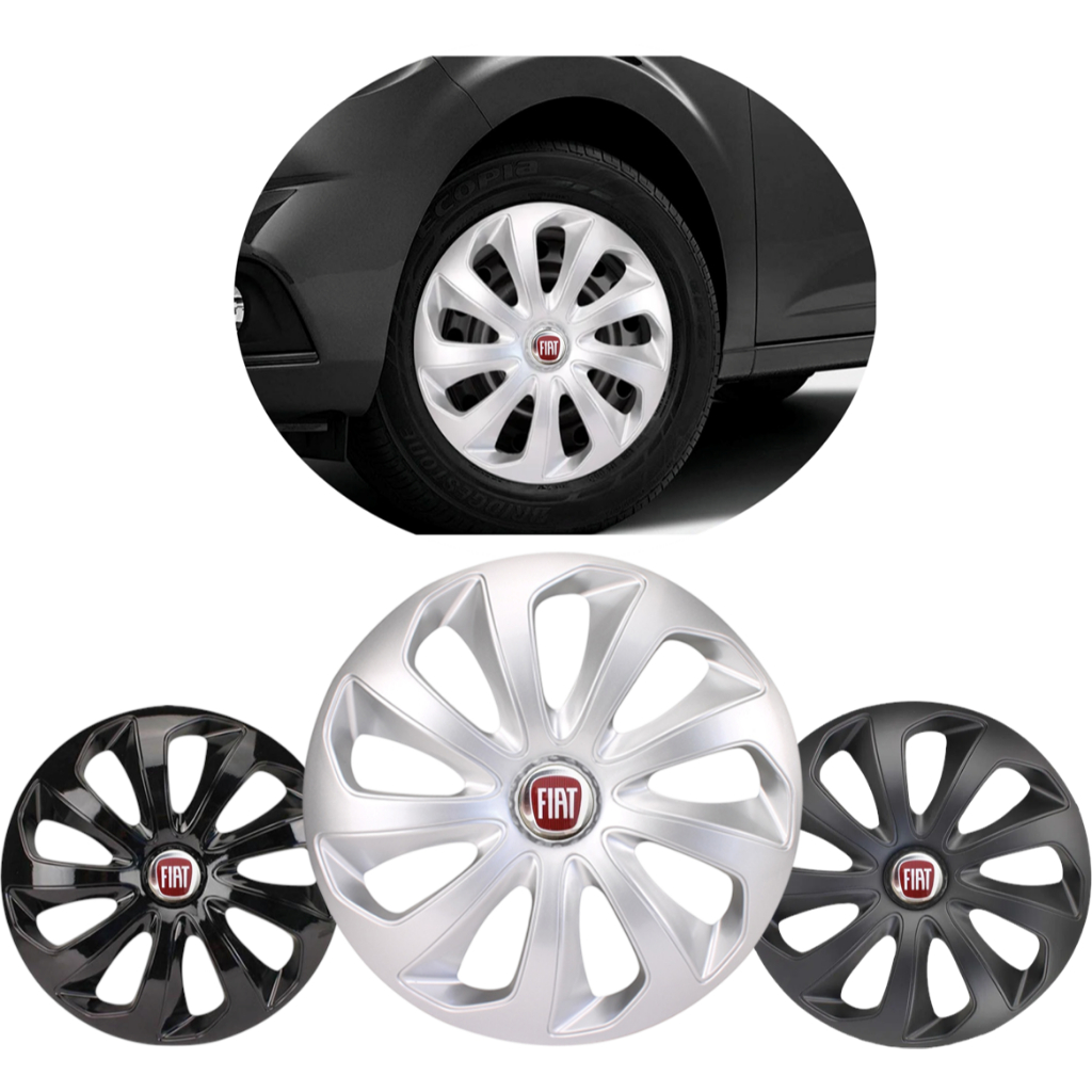 Kit 4 Calotas Esportivas Velox Aro 13/14/15 Compatível com Fiat Mobi Argo Mobi Treckking Strada Cronos